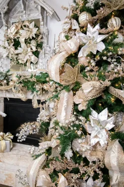 32” Acanthus Leaves Platinum Christmas Spray