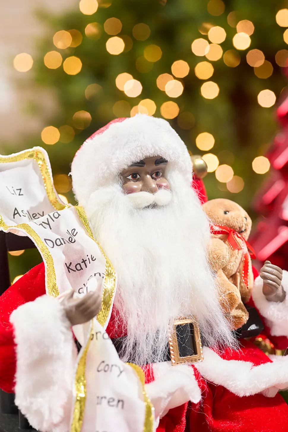 15" African American Santa Figurine with List