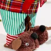 18" African American Santa Figurine with Plaid Robe