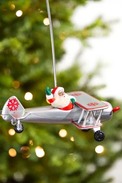 Animated Tree Topper, Black Santa's Biplane Circles The Tree