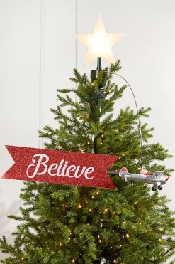 Animated Tree Topper, Black Santa's Biplane Circles The Tree