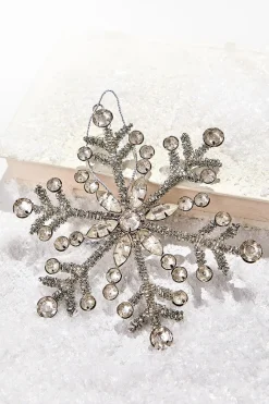 6" Antiqued Rhinestone Snowflake Ornament