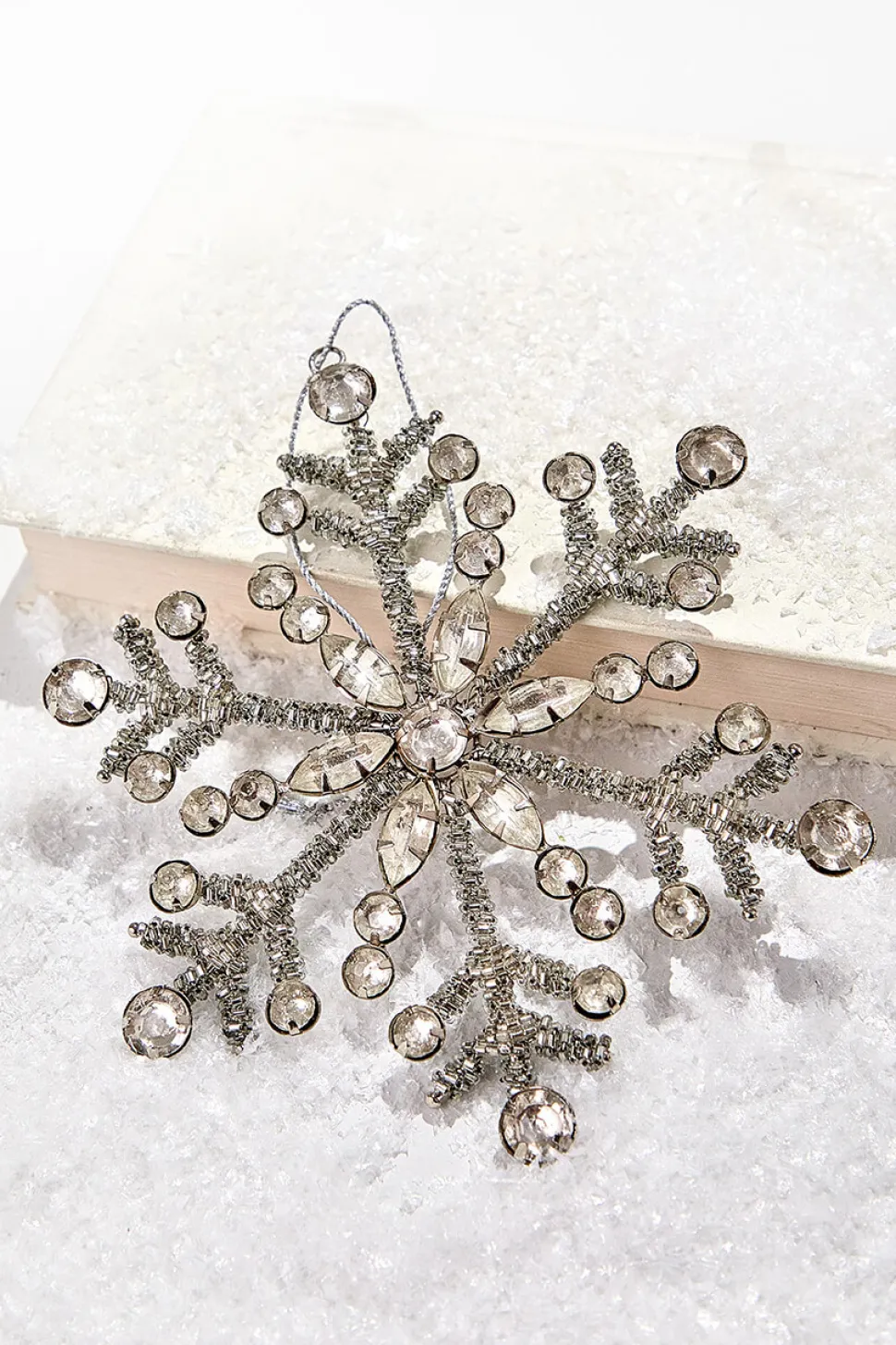 6" Antiqued Rhinestone Snowflake Ornament