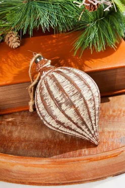 6" Antique Drop Ornament - Brown Wash