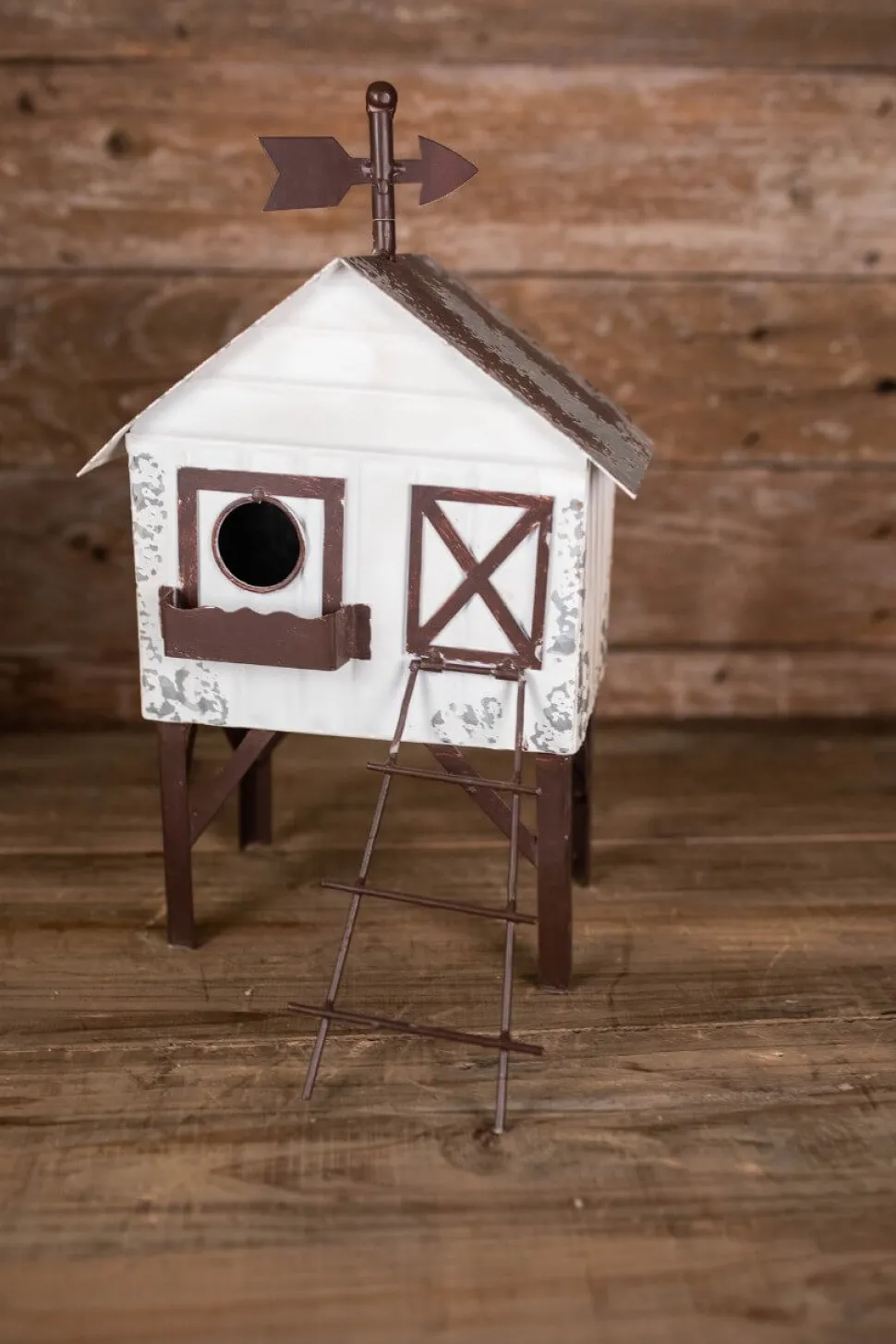 16" Antique Metal Birdhouse