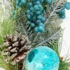 14.5" Aqua Glitter Pinecone Ornament Spray