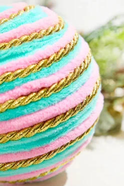 5" Aqua & Pink Twirl Ball Ornament