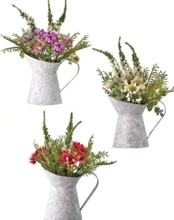 10” Aster Daisy Floral in White Pitcher Accent - Purple