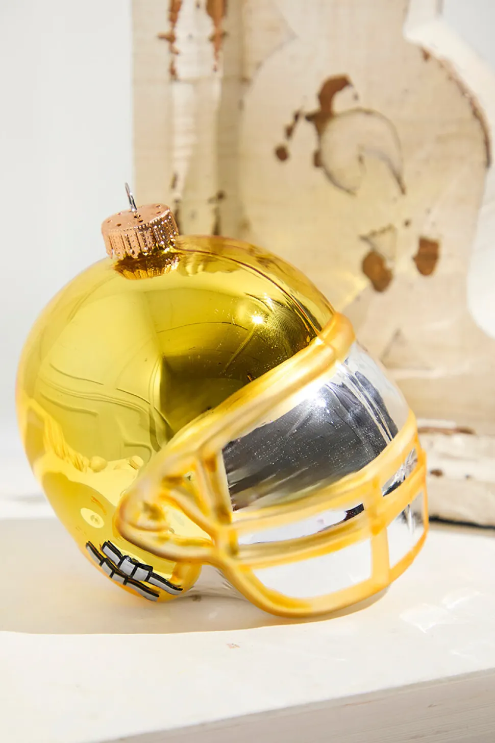 3.5" Aztec Gold Glass Football Helmet Ornament