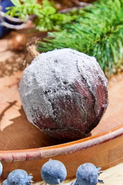 4" Bark with Snow Ball Ornament