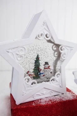 10.5" Battery Operated Lighted Spinning Water Globe Star with Timer