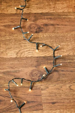 20' Battery Operated Warm White (Green Cord) Compact Lights - 180LED