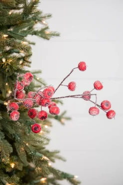 26” Beaded Crabapple Spray - Red