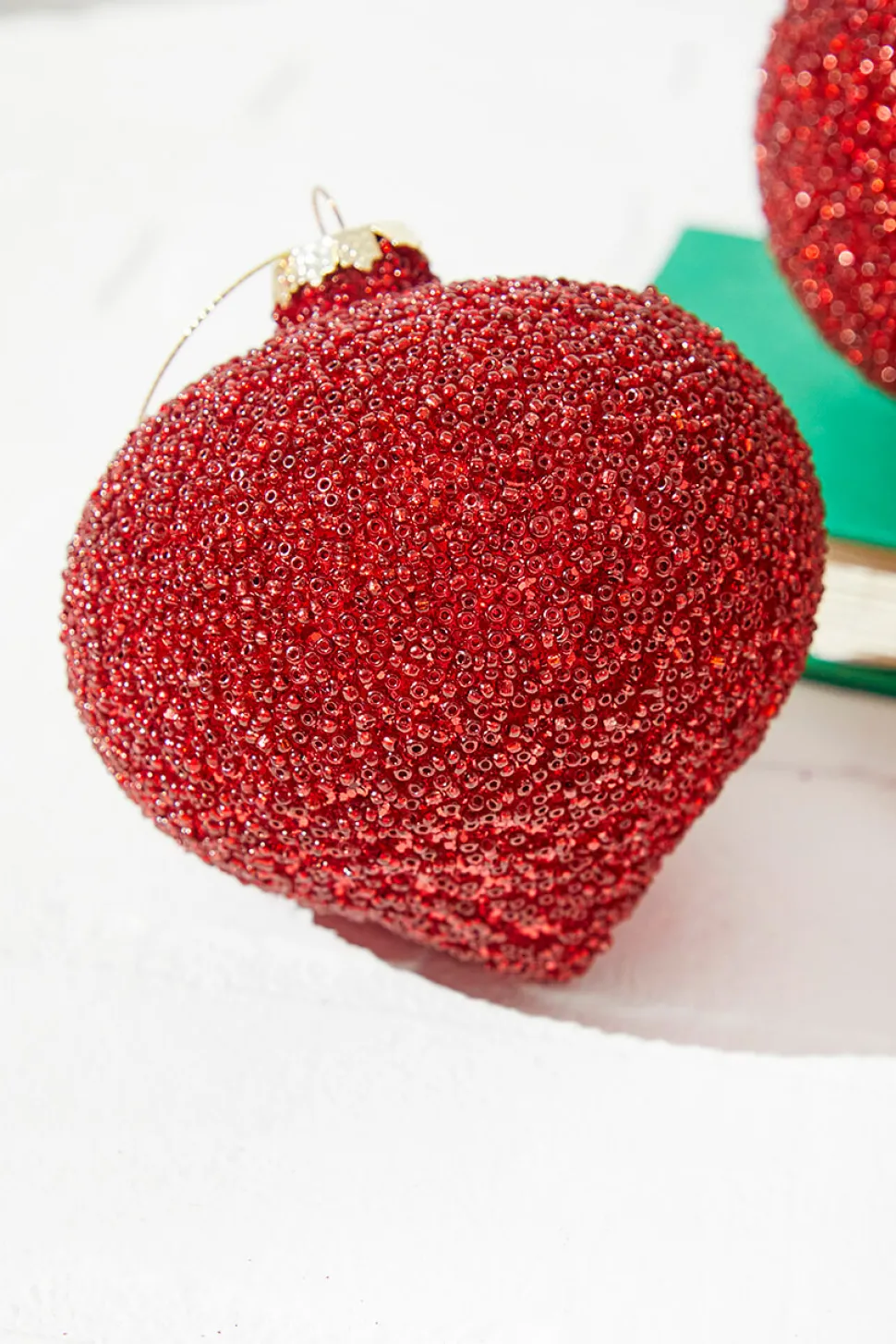 6" Beaded Red Glass Ornament