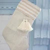 Beige Burlap Stocking with Tassel