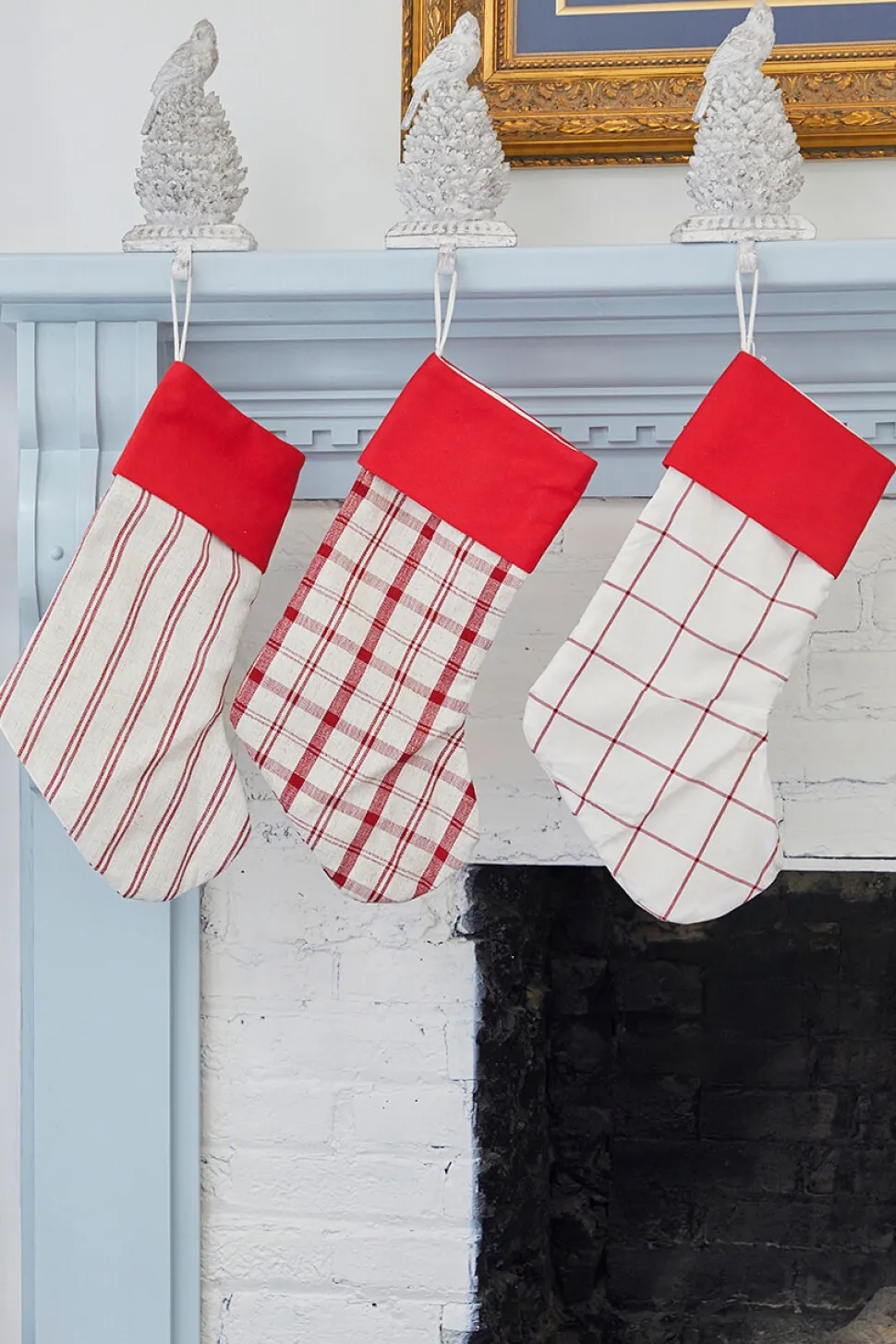 Beige Stocking with Red Plaid