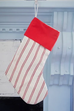 Beige Stocking with Red Stripes
