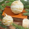 Beige/White Knit Ball Ornaments - Set of 2