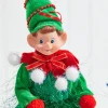 11" Bendable Elf with Pom Pom Ornament