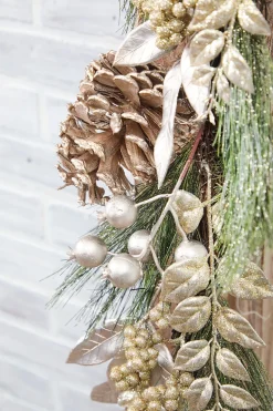 6' Berry/Pinecone/Cedar Garland - Champagne
