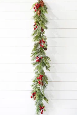 5' Berry Pine with Pinecones Garland