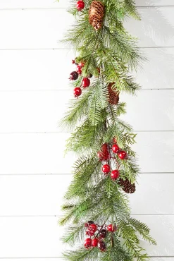 5' Berry Pine with Pinecones Garland