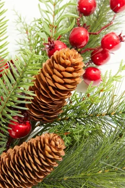 22" Berry Pine with Pinecones Spray