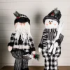 32” Black and White Buffalo Check Santa and Snowman Plush Figurine