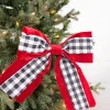 8” Black and White Plaid on Red Bow