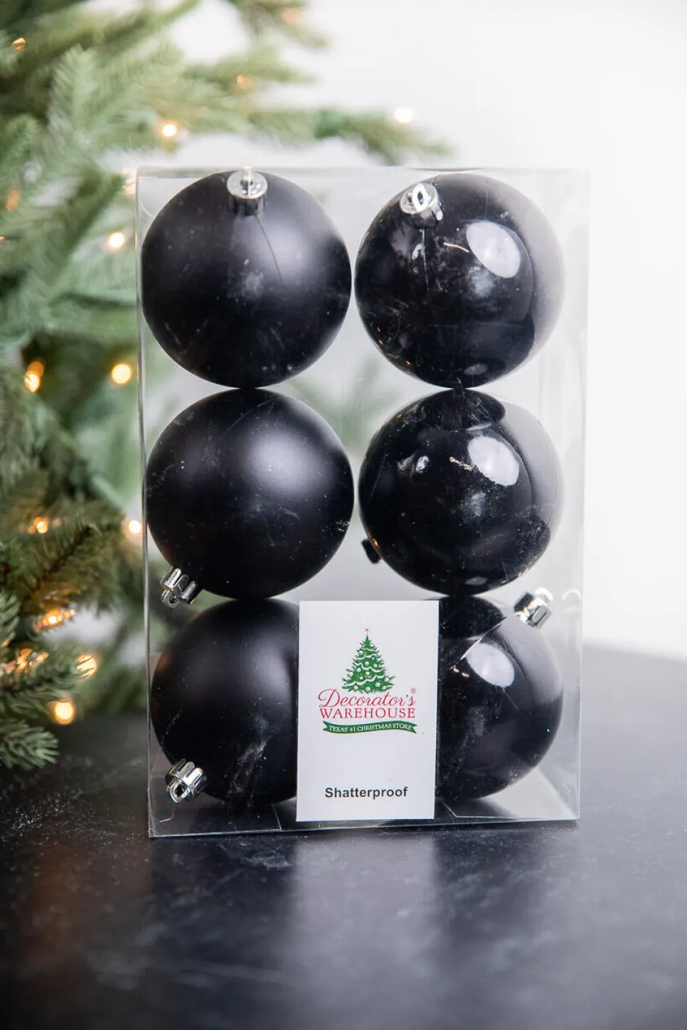 Black Assorted 8cm Shatterproof - Set of 6