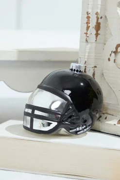 3.5" Black Glass Football Helmet Ornament