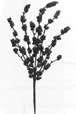 26" Black Glitter Berries Spray