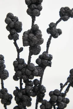 26" Black Glitter Berries Spray