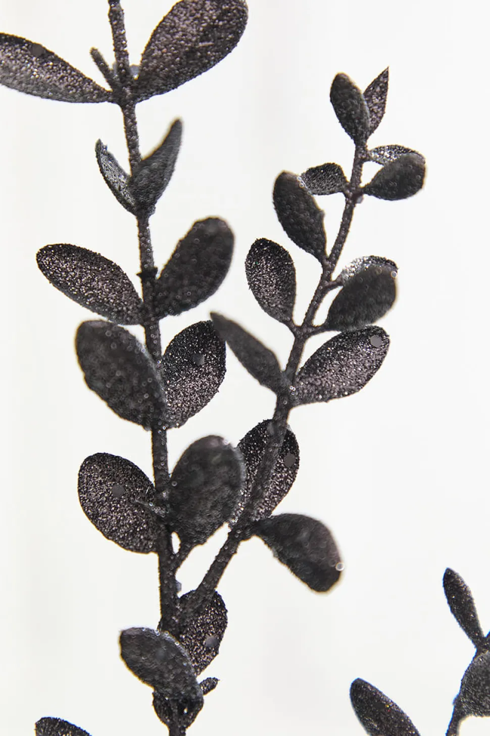 30" Black Glitter Eucalyptus Spray