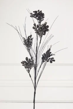 27" Black Glitter/Sequin Boxwood/Grass Spray