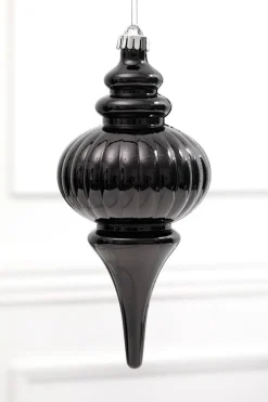 10" Black Metallic Finial Ornament