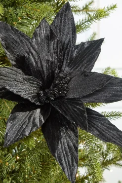 24" Black Velvet Poinsettia Stem