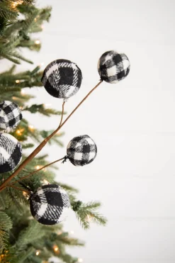 25” Black & White Buffalo Check Plaid Ball Spray
