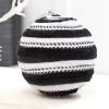 5" Black & White Velvet Stripe Ball Ornament