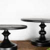 Black Wood & Metal Cake Stand - Set of 2