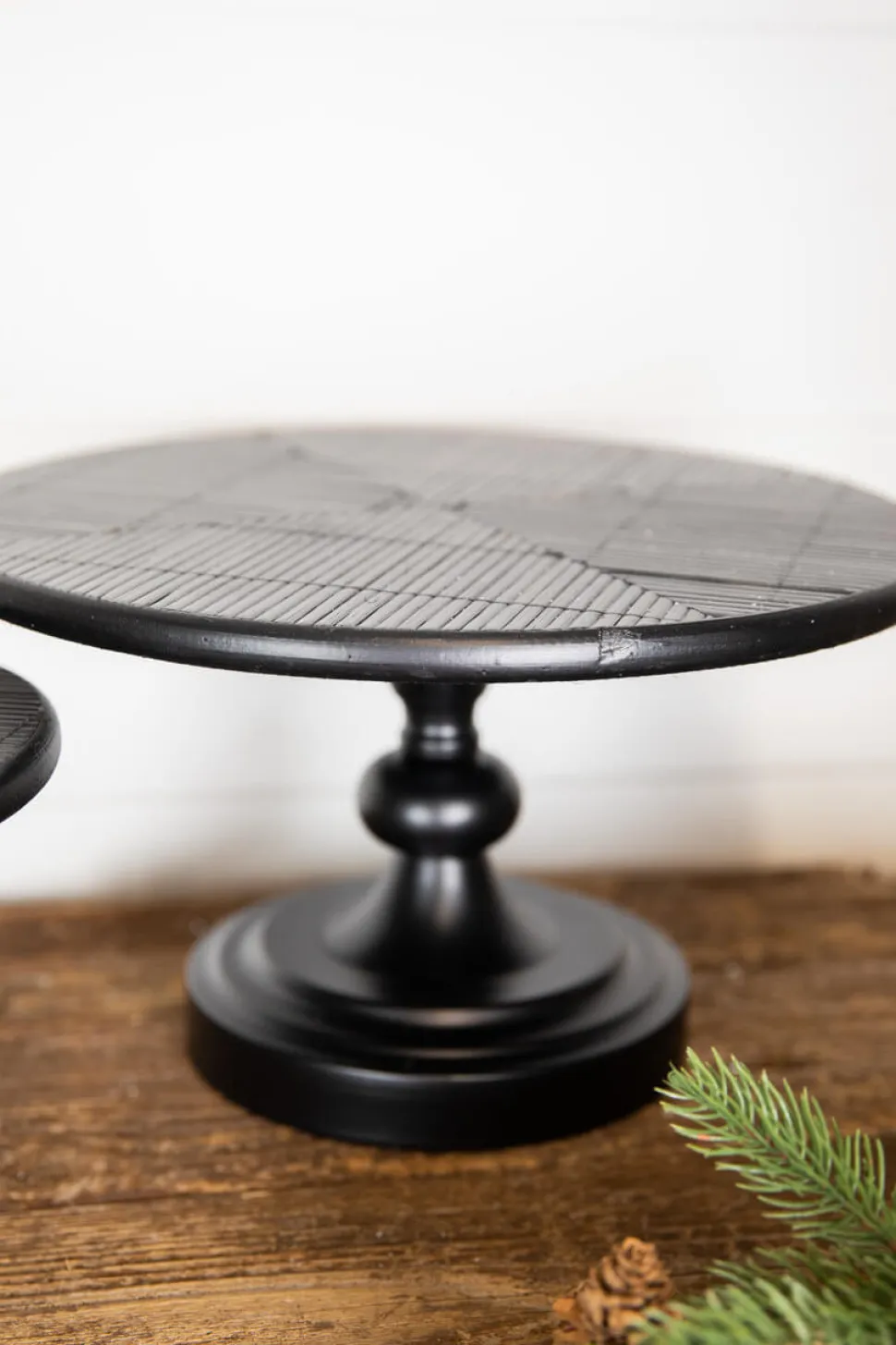 Black Wood & Metal Cake Stand - Set of 2