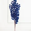 33" Blue Flocked Berry Spray