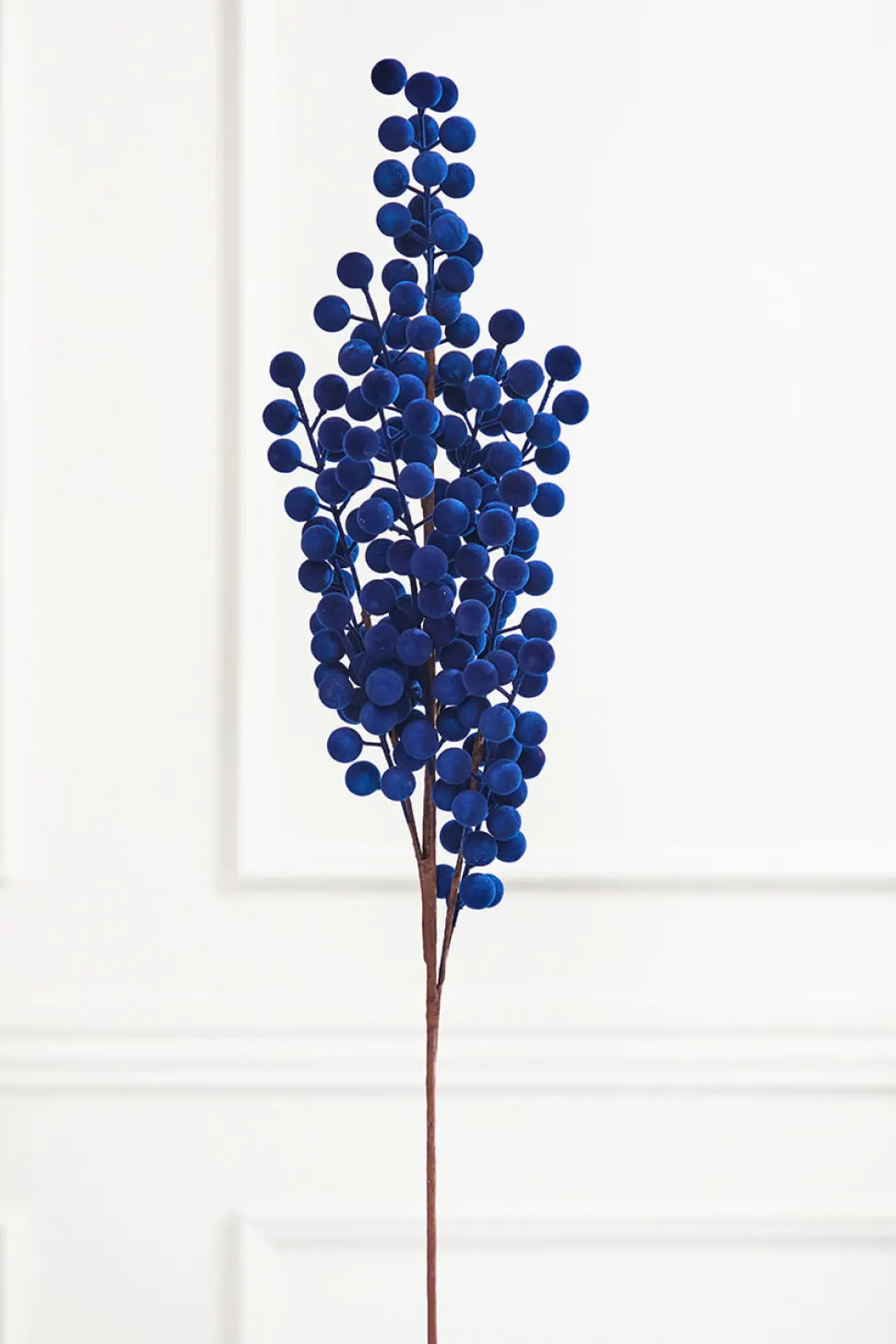 33" Blue Flocked Berry Spray