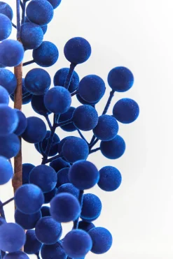 33" Blue Flocked Berry Spray