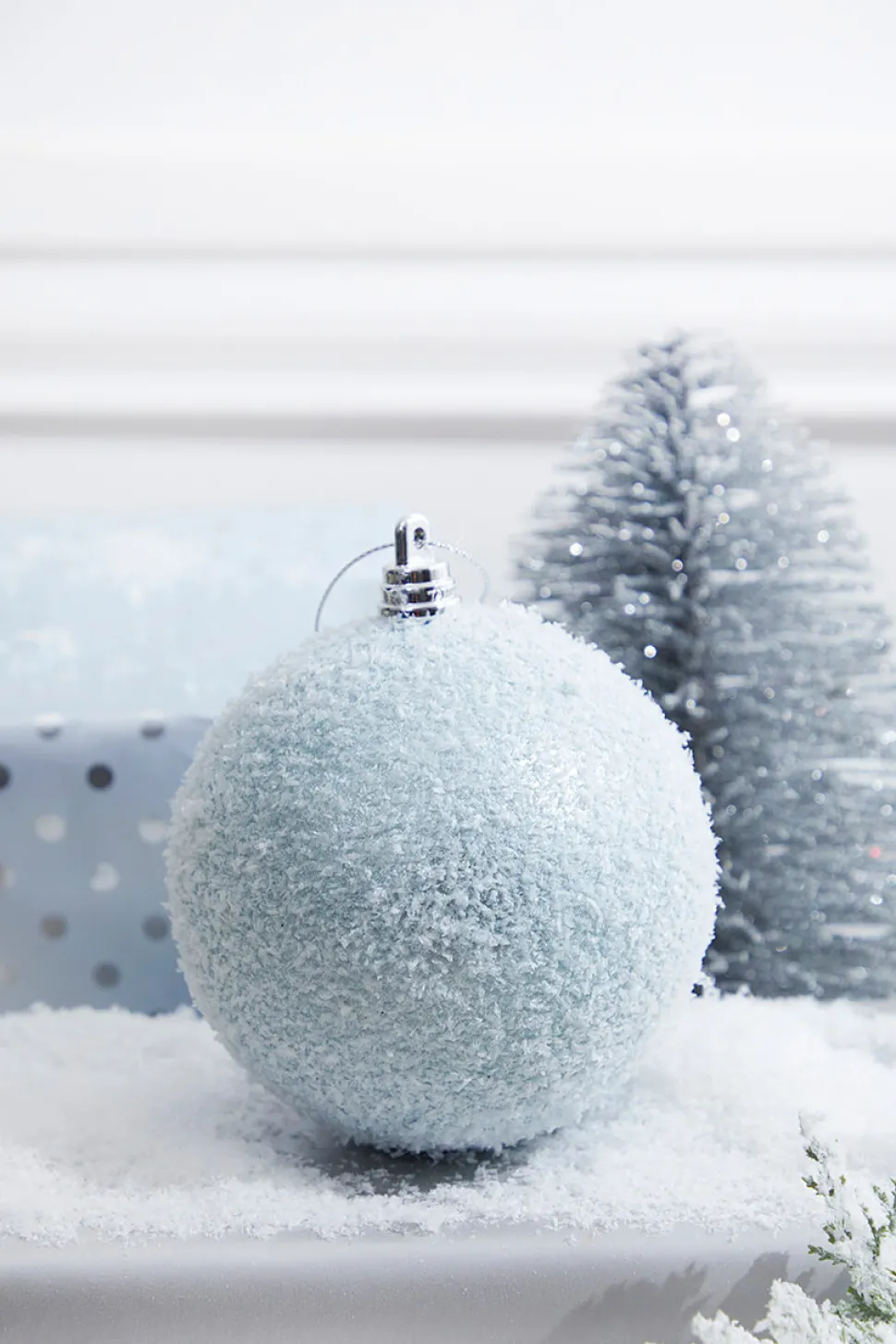 4" Blue Frosted Ball Ornament