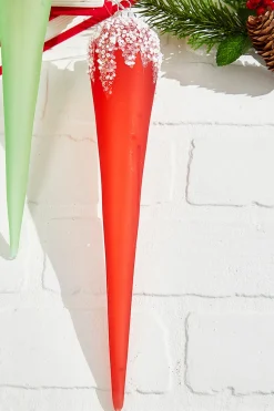 12" Blue/Green/Red Large Drop Glass Ornament