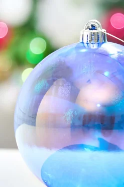 6" Blue Iridescent Ball Ornament