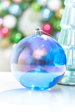 6" Blue Iridescent Ball Ornament
