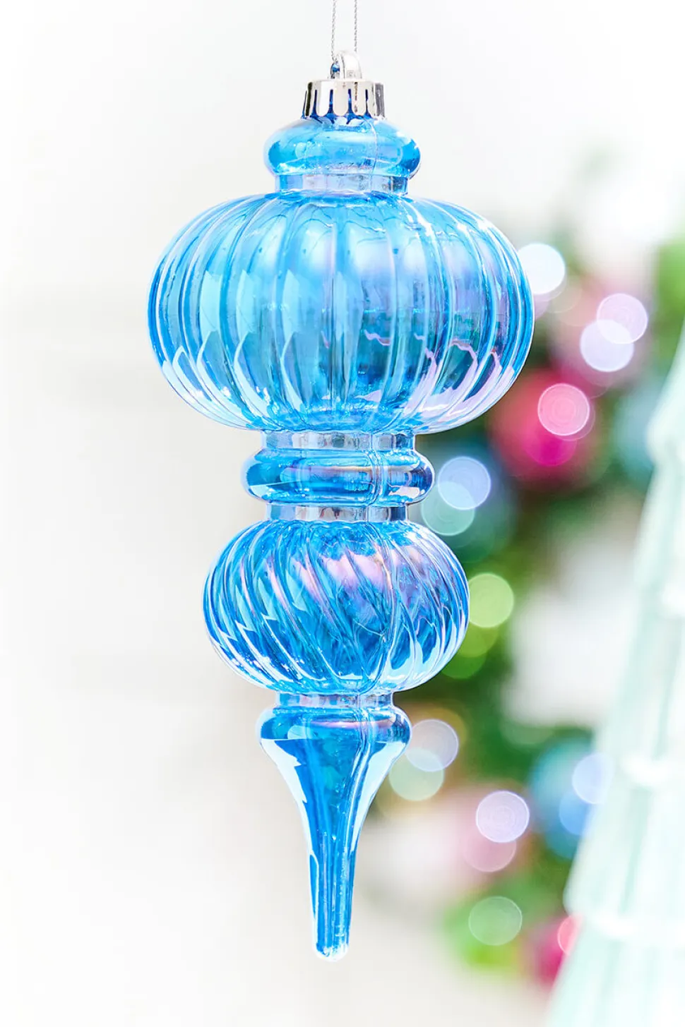 10" Blue Iridescent Chandelier Ornament