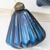 3.5" Blue Ribbed Glass Ornament